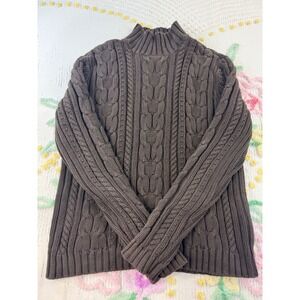 Chaps Mens XL Brown Cable Knit Mock‎ Neck 100% Cotton Sweater 884094066759